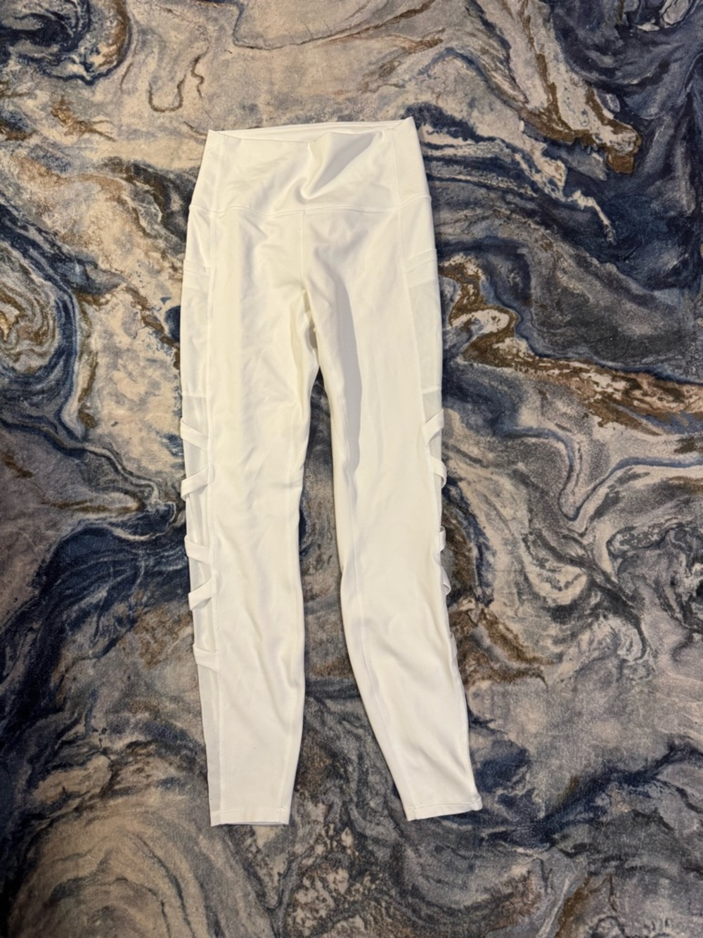 HALARA White High-Rise Leggings with Side Ladder Cutouts